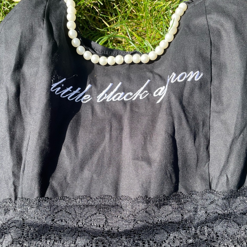 Sexy Little Black Apron Pearl Necklace Lace Date Night Cooking